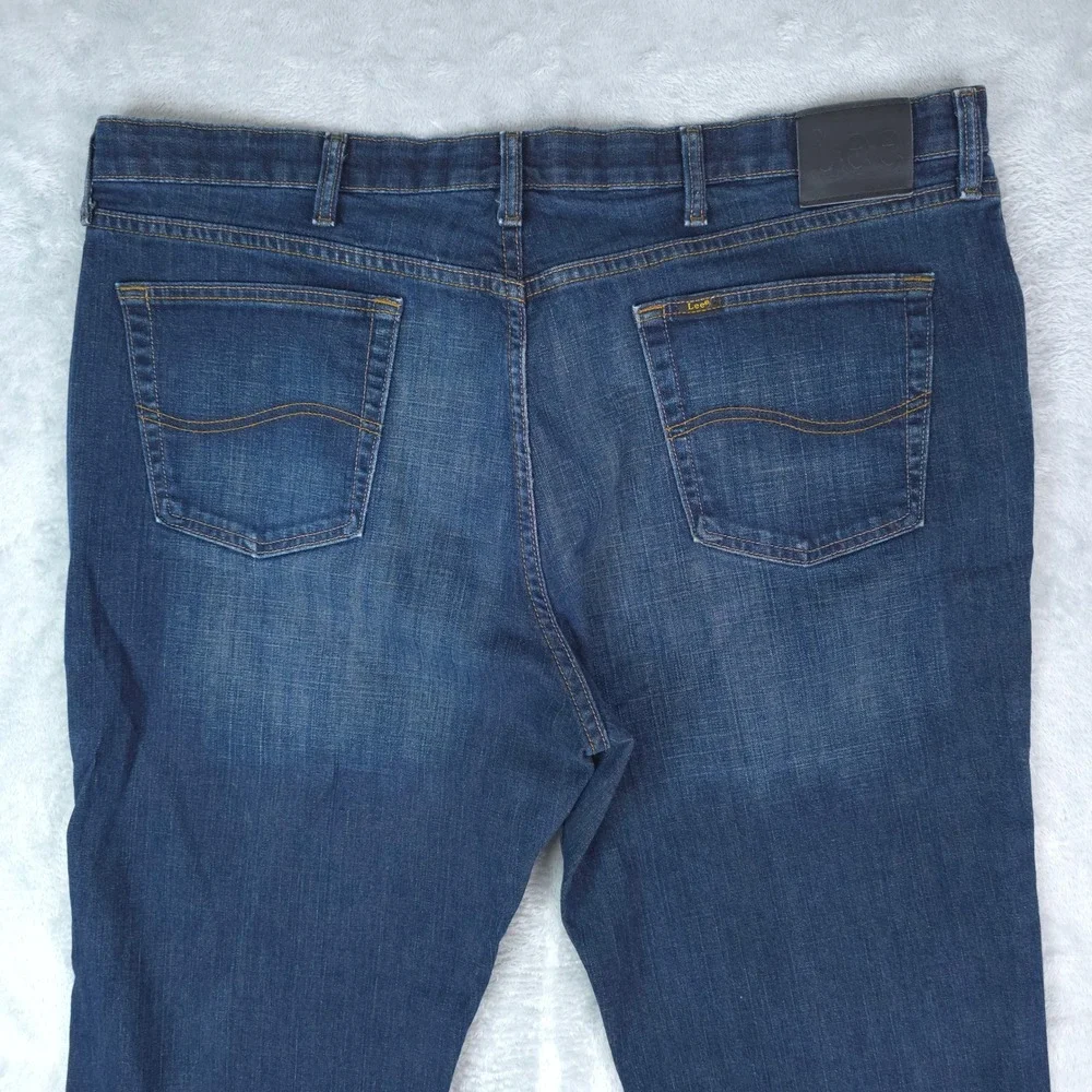 Lee Relaxed Fit Jeans Men 44x30 Blue Denim Stretch Straight Leg Workwear Comfort